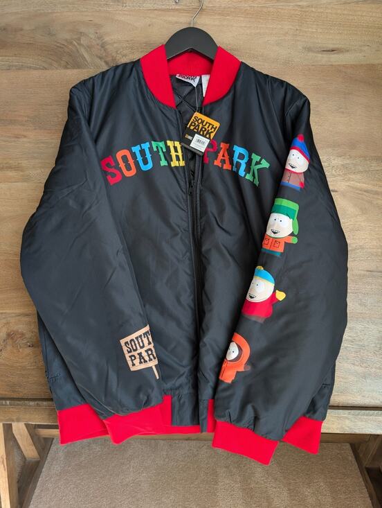 South Park Other - South Park Varsity Bomber Jacket Mens Small Black Graphic Print Lightweight NWT